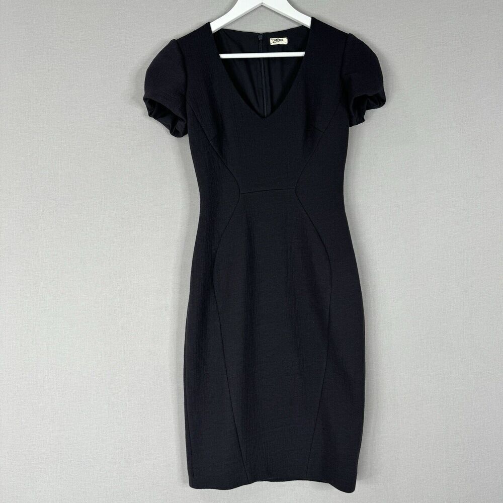 L'Agence Womens Dress 6 Blue Tulip Sleeve Sheath Muslin Textured Cocktail Luxury